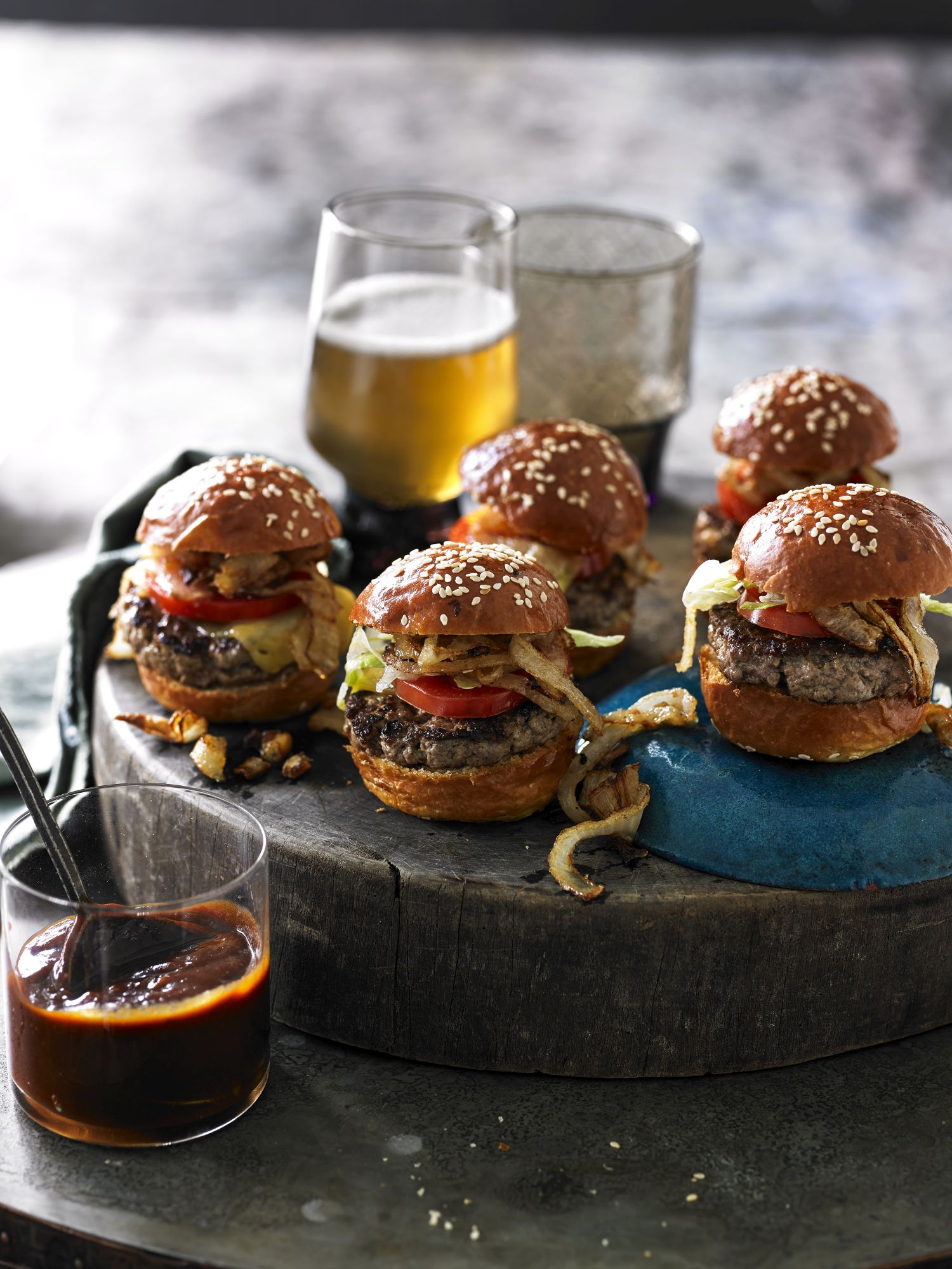 Mini Cheeseburgers with Fried Onions