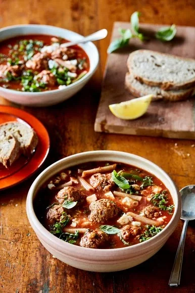 Meatball, Bean and Pasta Soup