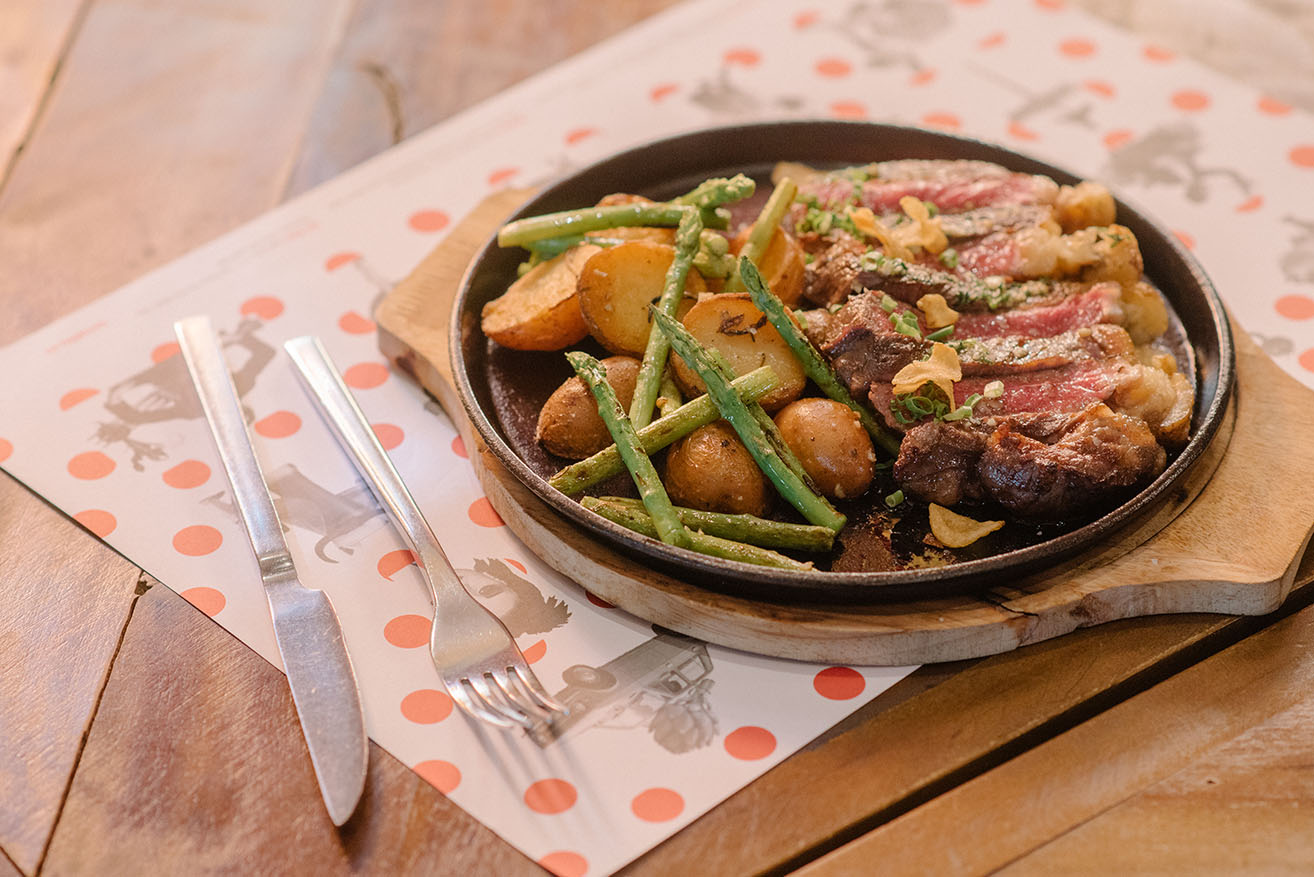 120 days aged Striploin with confit potato & chimichuri, Australian Angus Beef, grass fed, MB2